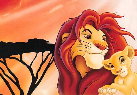 Dibujos animados, el Rey León y Simba