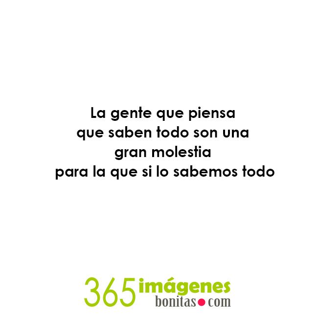 frases divertidas La gente que piensa que saben todo son una gran molestia