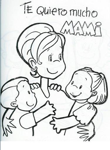 Dibujo de una madre con sus hijos